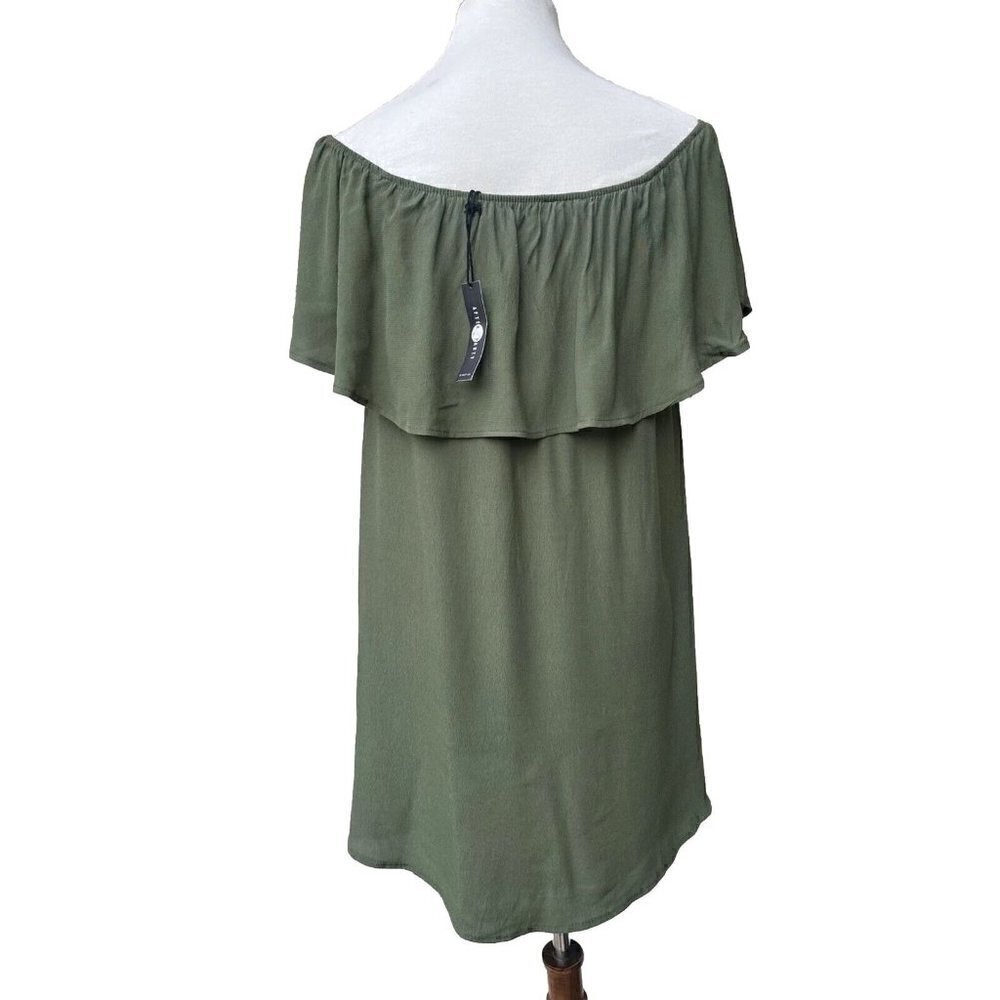 Nasty Gal After Party Vintage Green Off the Shoulder Mini Dress Size XS - Picture 3 of 9